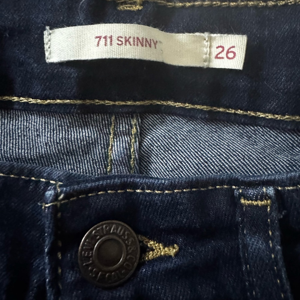 Levi's Dark Blue 711 Skinny Jeans - Picture 2 of 5
